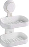 Double Layer Soap Dish Holder with Suction Cup, Wall Mounted Soap Tray for Bathroom Shower, Reusable, Removable,