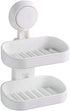 Double Layer Soap Dish Holder with Suction Cup, Wall Mounted Soap Tray for Bathroom Shower, Reusable, Removable,
