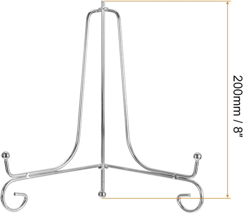 uxcell Plate Stand for Display, 8 Inch 4Pcs Iron Decorative Plate Holder Metal Easel Folding Display Stand for Photo Picture Frame, Silver