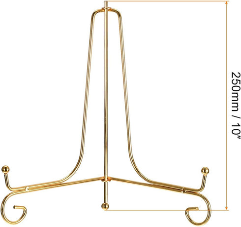 uxcell Plate Stand for Display, 10 Inch 2Pcs Iron Decorative Plate Holder Metal Easel Folding Display Stand for Photo Picture Frame, Gold