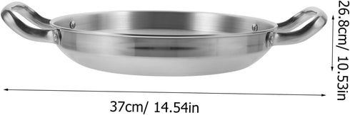 YARNOW Stainless Steel Griddle, Double Handle Hot Pot Kitchen Accessory, Small Cooking Tool