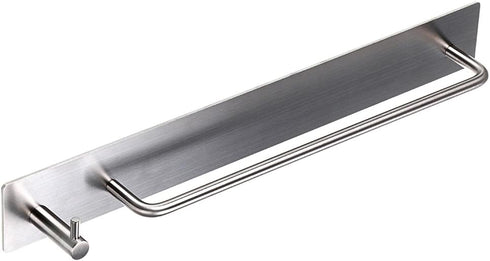 Sumnacon 13.38 Inch Towel Bar Rack with Hook, 3M Self Adhesive Stainless Steel Holder for Bathroom Kitchen Bedroom