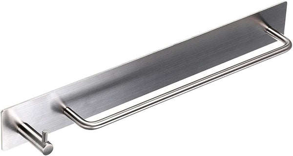Sumnacon 13.38 Inch Towel Bar Rack with Hook, 3M Self Adhesive Stainless Steel Holder for Bathroom Kitchen Bedroom