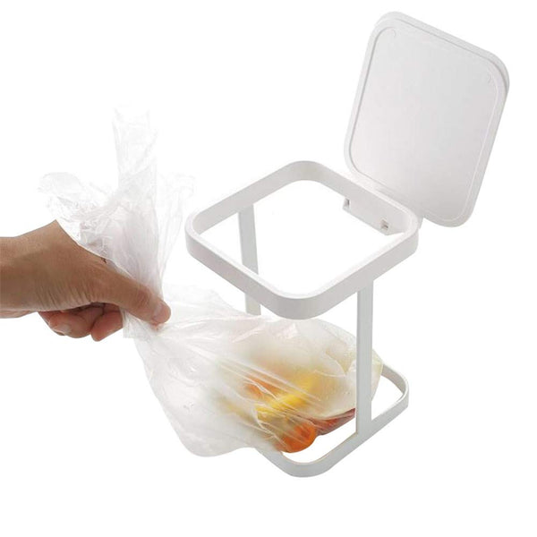 Originals Metal Countertop Trash Can, Garbage Bag Holder for Home Kitchen (White)