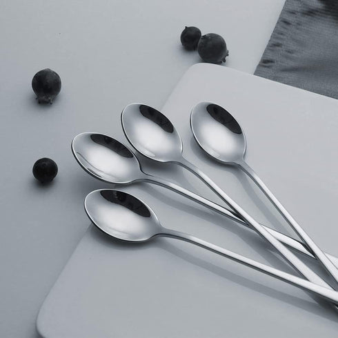 IQCWOOD Long Handle Iced Tea Spoons - 9-Inch Long Handle Tea Spoons, Set of 4 Stainless Steel Cocktail Stirring