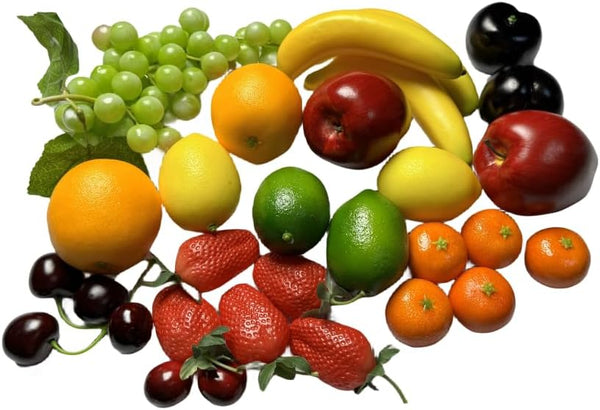 Generic 27pcs Fake Mixture Fruits for Home Decor Artificial Fruit Decorations Faux Artificial
