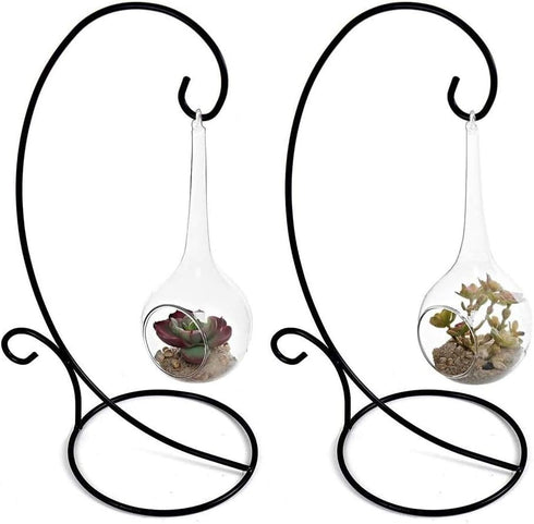 Set 2 Metal Ornament Display Stand of Tall Iron Lightweight Ornament Holder Stand for Hanging Globe Air Plant