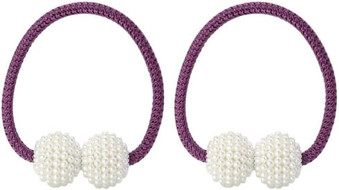 1X Pearl Magnetic Curtain Clip Holders, Buckle Clips for Hanging Ball Tie Back Curtain Accessories Home Decor (Purple)