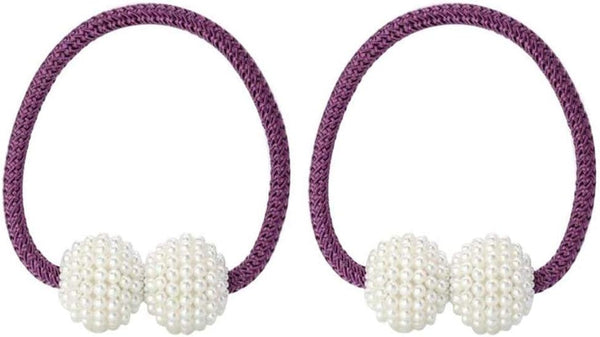 1X Pearl Magnetic Curtain Clip Holders, Buckle Clips for Hanging Ball Tie Back Curtain Accessories Home Decor (Purple)