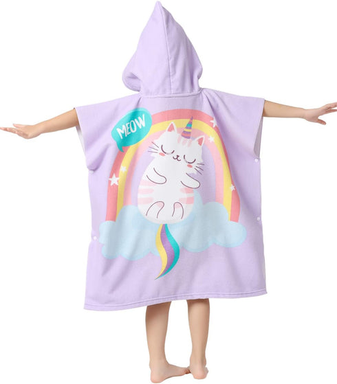 Cat-Themed Hooded Towel for Kids - Perfect for Bath and Beach