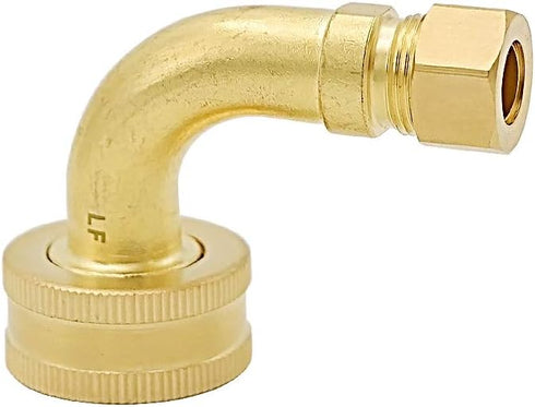 HYDRO MASTER Solid Brass Dishwasher Inlet Elbow, 3/8" OD Comp x 3/4" FNH