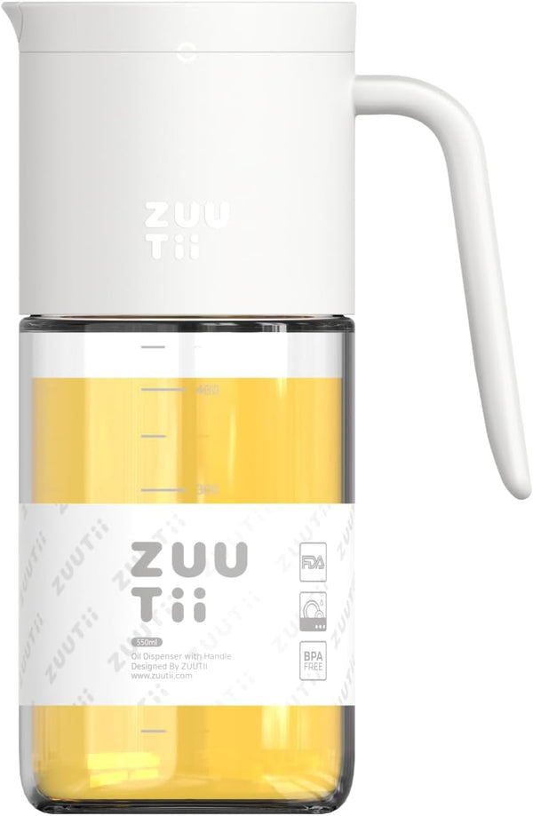 Zuutii Olive Oil Dispenser Bottle 18.6oz Auto Flip Glass Vinegar Bottle with