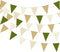 32 Meters 105ft Olive Green Tan Brown Beige Party Bunting Banner, Neutral Fabric Pennant Flags for Boho Rustic Decor