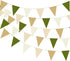 32 Meters 105ft Olive Green Tan Brown Beige Party Bunting Banner, Neutral Fabric Pennant Flags for Boho Rustic Decor