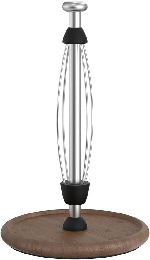 VEHHE Wooden Paper Towel Holder Countertop with Weighted Base, One-Handed Tear Paper