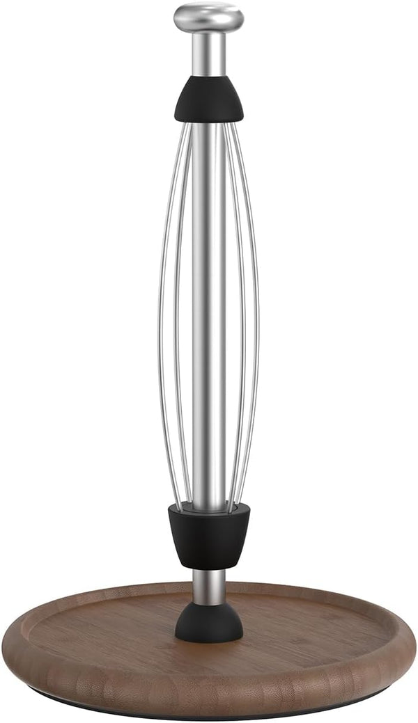VEHHE Wooden Paper Towel Holder Countertop with Weighted Base, One-Handed Tear Paper