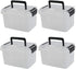 Teyyvn Plastic Mini Latch Box, Storage Bin with Locking Lids, Pack of 4, 2 L, Clear