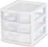 Sterilite Clearview Plastic Multipurpose Small 3 Drawer Desktop Storage Unit, White, 6 Pack