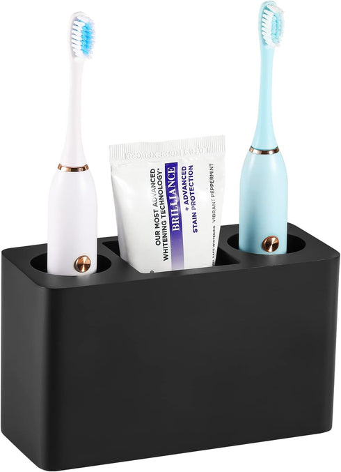 Luxspire Toothbrush Holder, 3 Slots Electric Toothbrush and Toothpaste Stand, Bathroom Countertop Organizer - Black