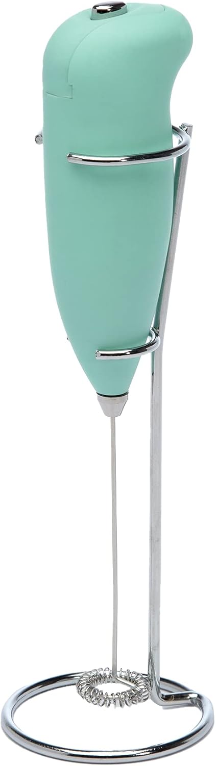 Primula Milk Frother with Stand, Handheld Whisk for Coffee, Frappe, Matcha, Battery Operated, Mint