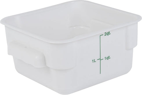 Restaurantware Met Lux 2 qt Square White Plastic Food Storage Container with Green Volume Markers, 10 Count Box