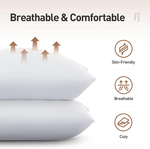 Acanva Bed Pillows for Sleeping, 1 Pack Luxury Hotel Quality, Super Plush 3D Fiber Filling, White