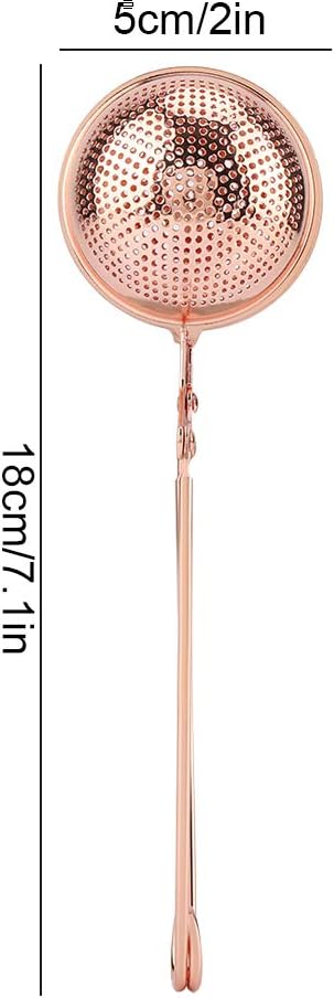 Haofy Tea Strainer, Stainless Steel Tea Filter, Twisting Snap Ball Infuser for Brewing Loose Leaf Tea Mulling Spices Seasonings with Long Handle, Fruit Infuser Insert, Rose Gold Tea Infuser Diffusers by Haofy