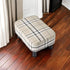 16.54" RF-BD215 IBUYKE Small Footstool, Linen Fabric Pouf, with Padded Seat Pine Wood Legs and Padded Rectangular