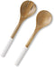 Folkulture Wooden Salad Servers or Tongs - 12-inch Spoon and Fork Set for Serving Salad, Mango Wood, White