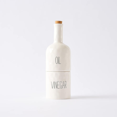 Stacked Oil and Vinegar Decanter Set - White