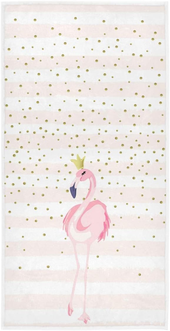 Naanle Beautiful Flamingo with Crown, Soft Highly Absorbent Guest Hand Towels, 16 x 30 Inches