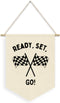 Dilemat Race Car Room Decor for Boys Linen Pennant Banner - Ready Set