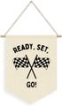 Dilemat Race Car Room Decor for Boys Linen Pennant Banner - Ready Set