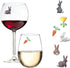 Magnetic Wine Glass Charms - Cute Bunnies and Flower Drink Markers Set of 6