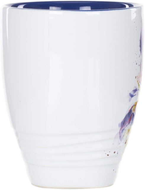 Iris Watercolor Purple On White - 16 Ounce Glossy Stoneware Mug with Handle
