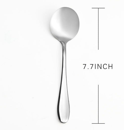 Eslite Large Soup Spoons, 12-Piece Stainless Steel Bouillion Spoons, 7.7 Inches