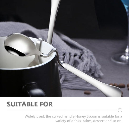 4pcs Hanging Coffee Spoons, Bending Handle Stainless Steel Jam Spoons for Tea, Coffee, Dessert