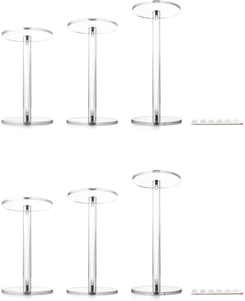 2 Sets QWORK Round Acrylic Display Stand, Premium Clear Round Riser Stands