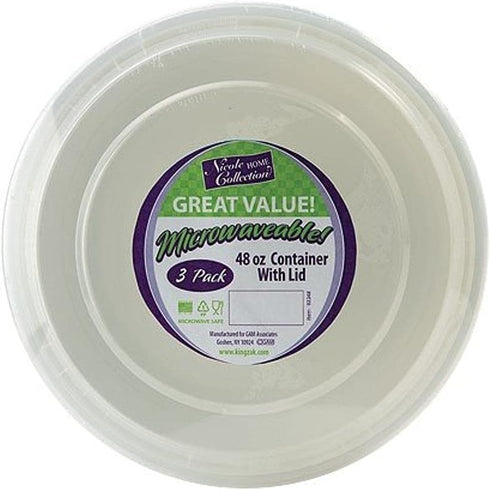 Premium Deep Round White Containers - 9" (Pack of 6) - Stackable & Leak-Proof Design for Meal Prep and Storage