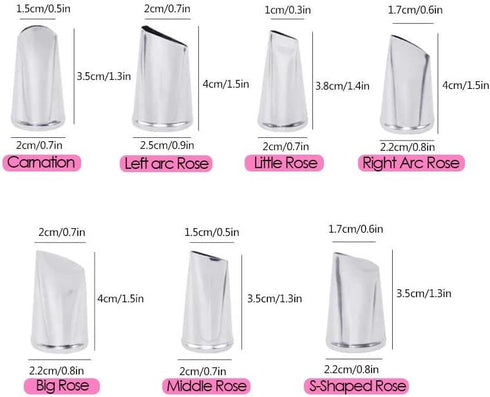 Hendiy 7 Pieces Cake Decorating Tips Set, Cream Icing Piping Fondant Nozzle Pastry Tools for Decorating