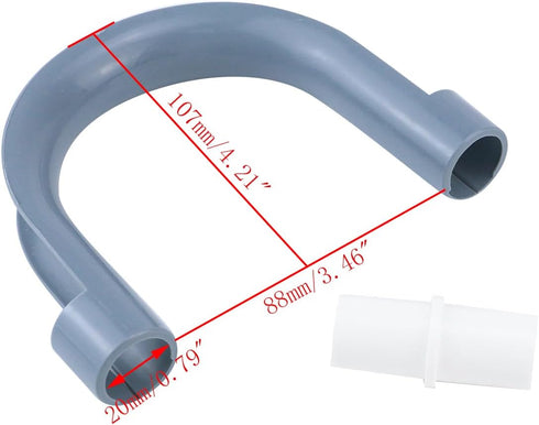 2PCS U-Bend Drain Hose Guide Grey, Washing Machine Discharge Hose Holder Clip, with 2PCS Extension Adapter & 4PCS Hose