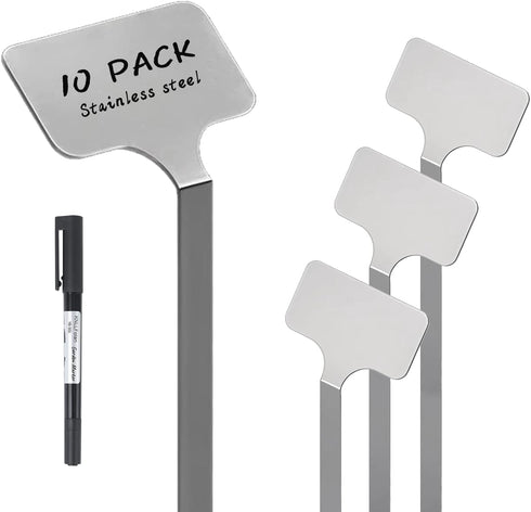 Stainless Steel Plant Labels,Metal Waterproof Plant Markers, Height 12.75 in, Label Area