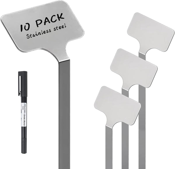 Stainless Steel Plant Labels,Metal Waterproof Plant Markers, Height 12.75 in, Label Area