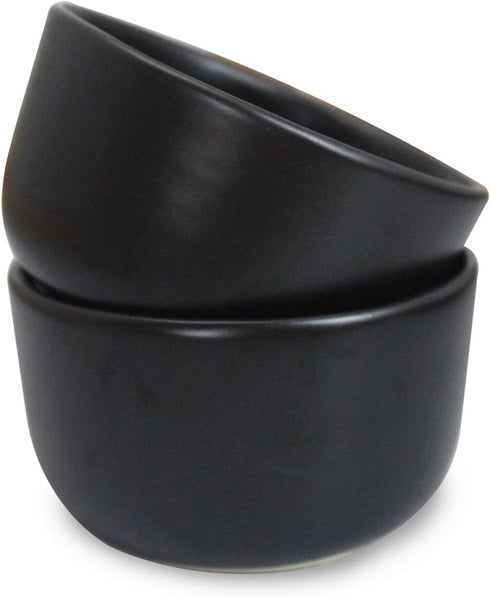 roro Handmade Ceramic Stoneware Matte Black Fruit Salad and Miso Soup Bowls, 16 ounce (4.5 Inch Wide), Set of 2
