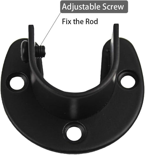 Zip Seven 1-5/16 Shower Closet Rod Holder Set, U Shaped Hanging Rod Flange Socket Heavy Duty Curtain Pole Bracket