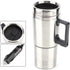 Qiilu Car Electric Kettle, 12V 350ml+150ml Stainless Steel Portable Heating Mug for Travel Water Tea Coffee Milk