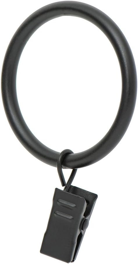 Ivilon Drapery Curtain Clip Rings, Set of 14, Clips Ring for Curtain Panels 1.7", Black