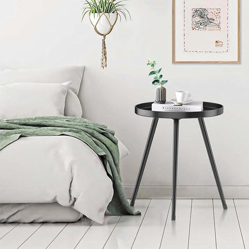 SYQ Round Metal Side Table Small End Table for Indoor Outdoor, Mid Century Modern Decor, Simple Circle Accent Table