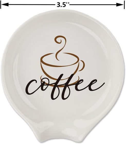 Coffee Spoon Rest - Engraved Cute Counter Spoon Holder for Farmhouse Home Bar, Gift for Coffee Lovers