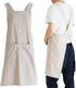 NEWGEM Japanese Linen Cross Back Kitchen Cooking Aprons for Men, with Pockets for Baking, Gardening, Khaki